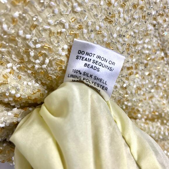 Odeon vintage glamorous short sleeve yellow beaded top with zipper size xl - Picture 8 of 8